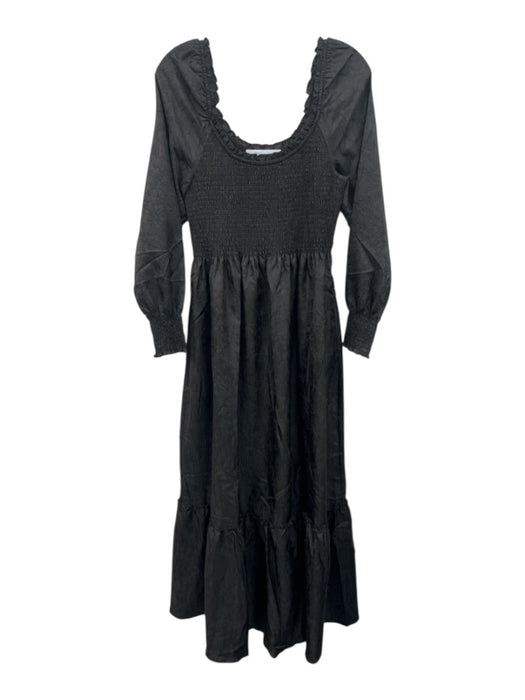 Hill House Size Small Black Polyester Long puff sleeve Crinkle Shirred Dress Black / Small