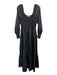 Hill House Size Small Black Polyester Long puff sleeve Crinkle Shirred Dress Black / Small