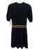 Sandro Size 40 Black, Beige, White Viscose Blend Short Puff Sleeve Dress Black, Beige, White / 40