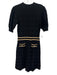 Sandro Size 40 Black, Beige, White Viscose Blend Short Puff Sleeve Dress Black, Beige, White / 40
