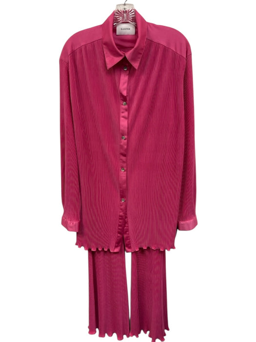 Sleeper Size Small Hot pink Polyester Long Sleeve Pleated Button Front Pant Set Hot pink / Small