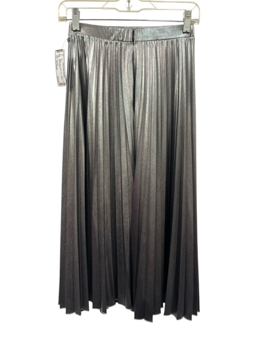 Pennyblack Size Est Small Metallic Silver Elastic Waist Pleated Midi Skirt Metallic Silver / Est Small
