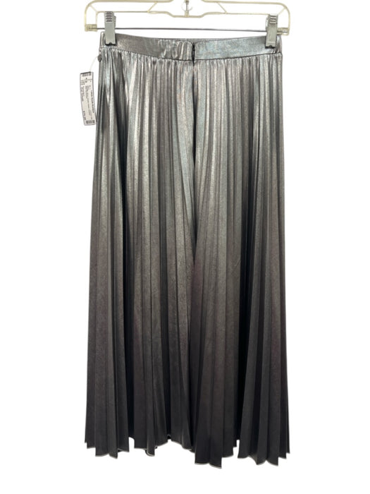 Pennyblack Size Est Small Metallic Silver Elastic Waist Pleated Midi Skirt Metallic Silver / Est Small