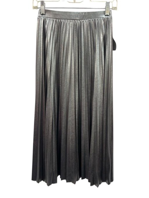 Pennyblack Size Est Small Metallic Silver Elastic Waist Pleated Midi Skirt Metallic Silver / Est Small