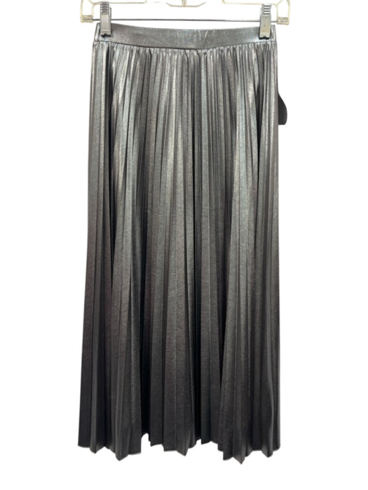 Pennyblack Size Est Small Metallic Silver Elastic Waist Pleated Midi Skirt Metallic Silver / Est Small