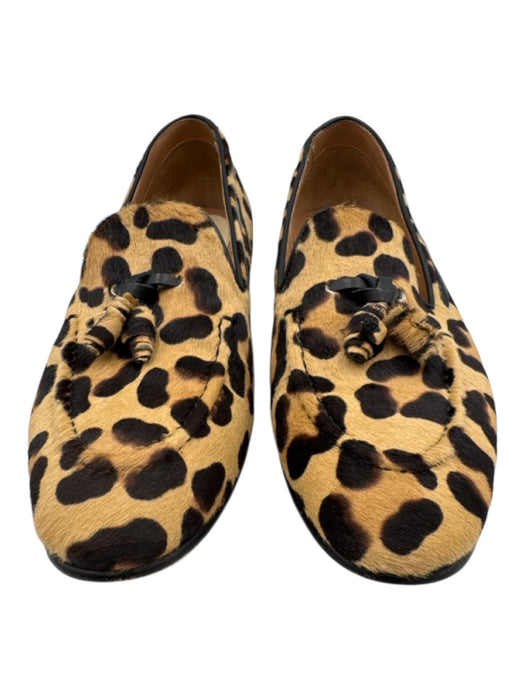 Francesco Russo Shoe Size 38 Black & Brown Leather Pony Hair Leopard Loafers Black & Brown / 38