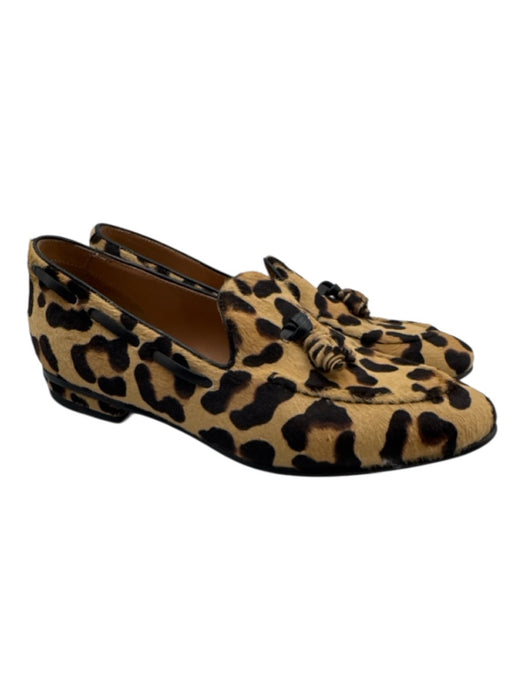 Francesco Russo Shoe Size 38 Black & Brown Leather Pony Hair Leopard Loafers Black & Brown / 38