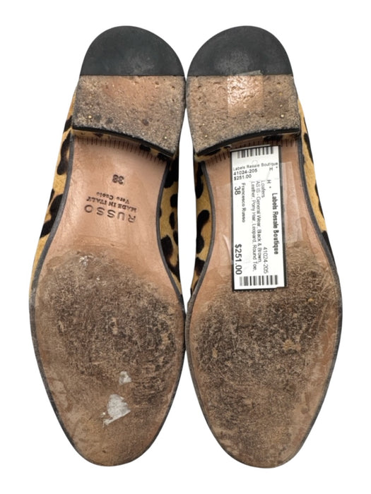 Francesco Russo Shoe Size 38 Black & Brown Leather Pony Hair Leopard Loafers Black & Brown / 38