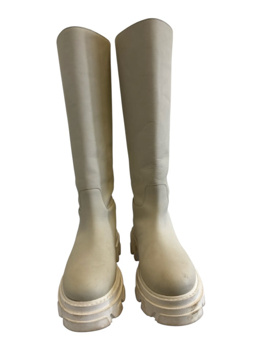 P.a.r.o.s.h. Shoe Size 37 Ivory White Leather Upper Round Toe Lug sole Boots Ivory White / 37