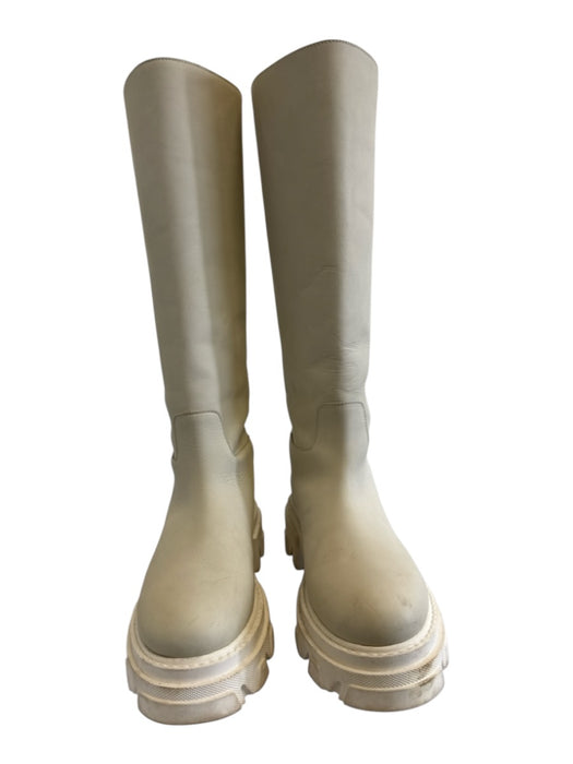 P.a.r.o.s.h. Shoe Size 37 Ivory White Leather Upper Round Toe Lug sole Boots Ivory White / 37