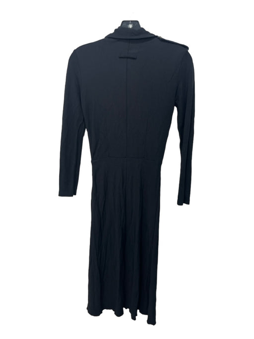 Jean Paul Gaultier Size 6 Black Rayon Blend Long Sleeve Quarter Button Dress Black / 6