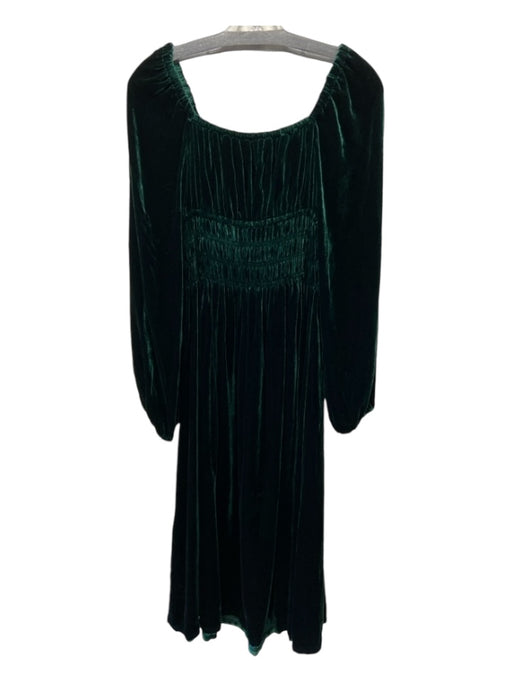 Hill House Size XS Dark Green Viscose Velvet Square Neck Elastic Waist Dress Dark Green / XS