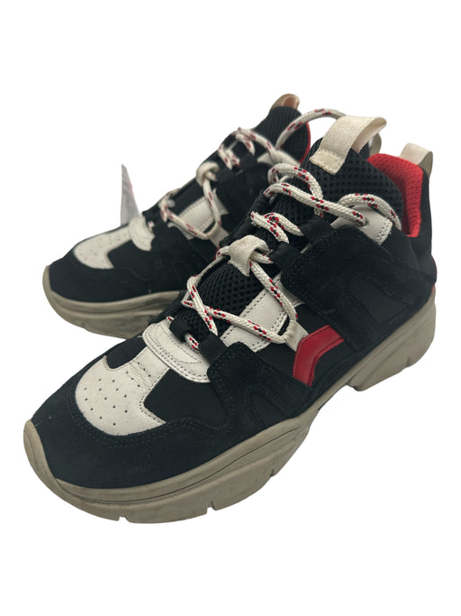 Isabel Marant Shoe Size 38 Black, Red, Cream Suede & Elastic Mid Rise Sneakers Black, Red, Cream / 38