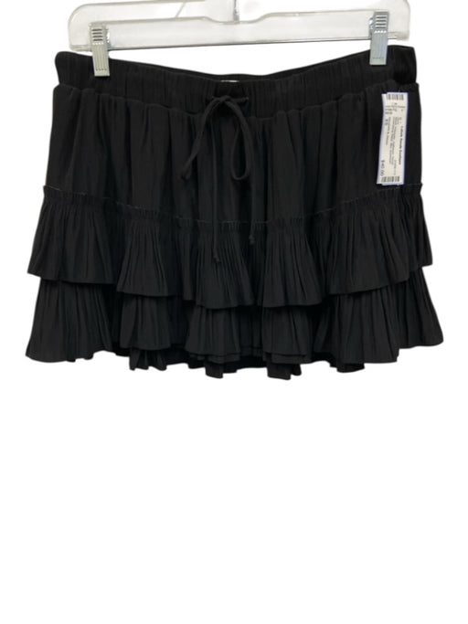 Elizabeth & James Size XS Black Polyester Gathered Tiered Drawstring Waist Skirt Black / XS