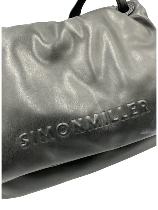 Simon Miller Black Vegan Leather puffy Magnetic Flap Shoulder Bag Black / M/L