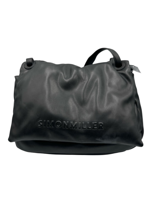 Simon Miller Black Vegan Leather puffy Magnetic Flap Shoulder Bag Black / M/L