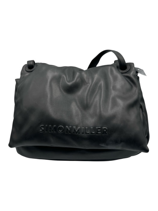 Simon Miller Black Vegan Leather puffy Magnetic Flap Shoulder Bag Black / M/L