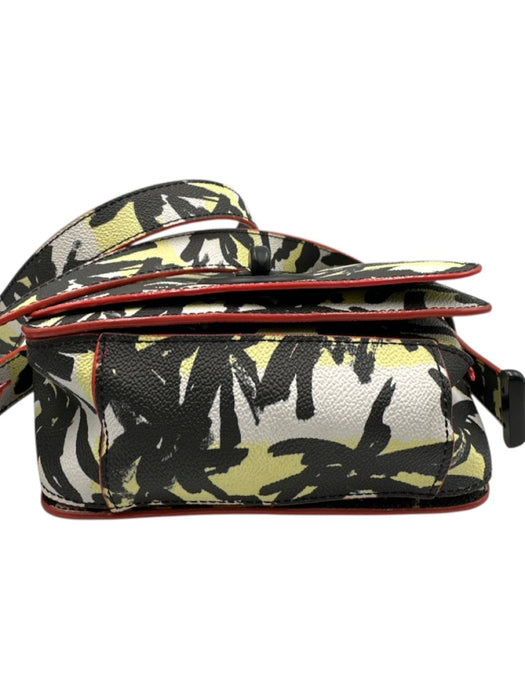 Kenzo Yellow, Black, Red Vegan Leather Turnlock Graffiti Flap shoulder bag Bag Yellow, Black, Red / S