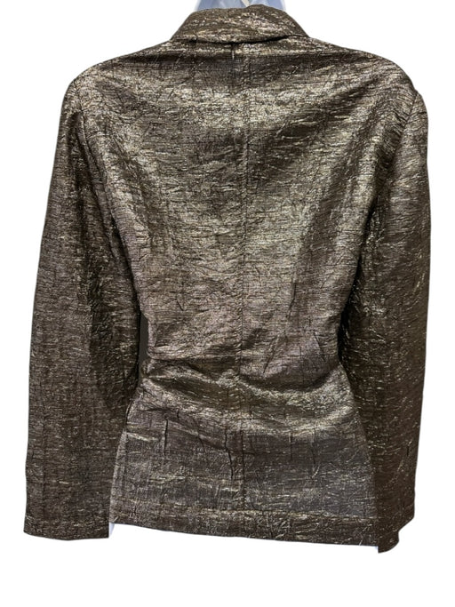 Lanvin Size XS Gold Lame Flap Pockets Above knee Blazer Skirt Set Gold / XS