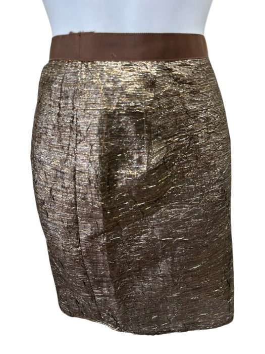 Lanvin Size XS Gold Lame Flap Pockets Above knee Blazer Skirt Set Gold / XS