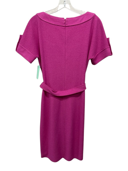St John Size 4 Fuchsia Pink Wool Blend Knit Short Sleeve Knee length Dress Fuchsia Pink / 4