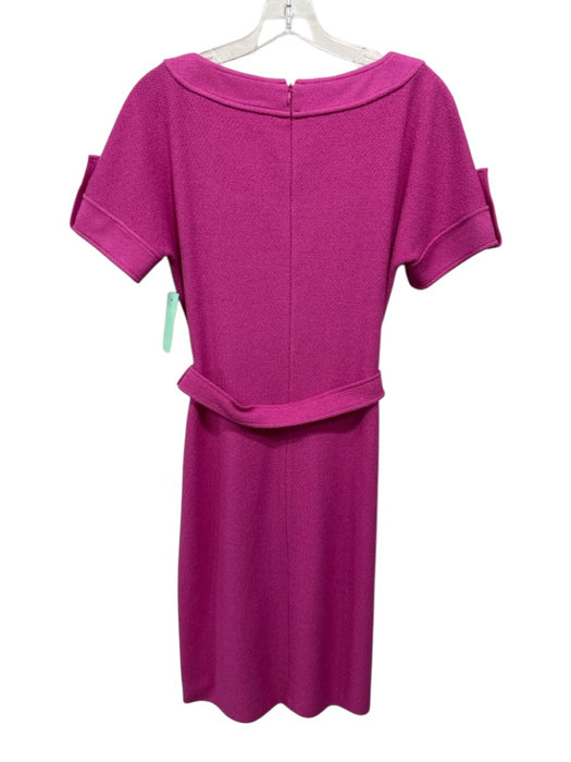 St John Size 4 Fuchsia Pink Wool Blend Knit Short Sleeve Knee length Dress Fuchsia Pink / 4