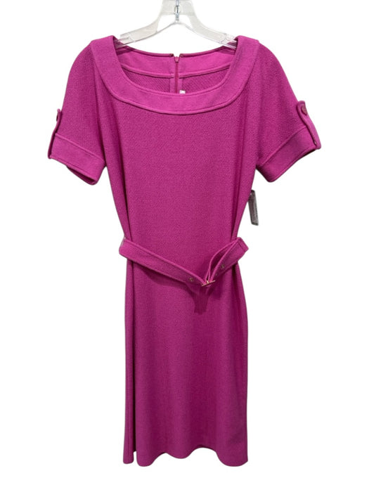 St John Size 4 Fuchsia Pink Wool Blend Knit Short Sleeve Knee length Dress Fuchsia Pink / 4