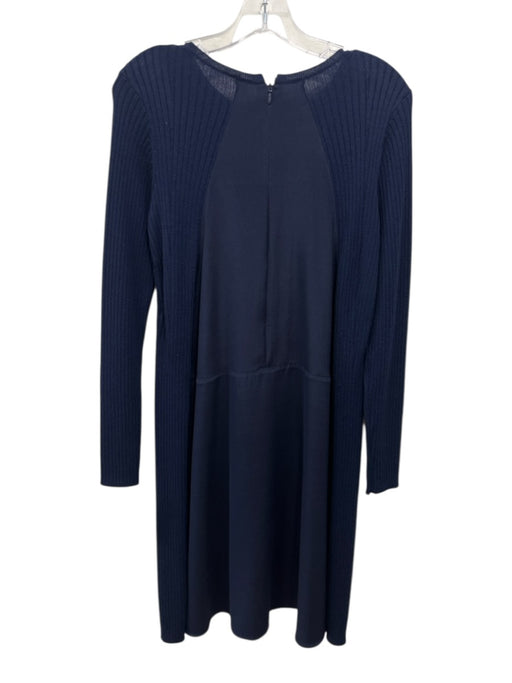 St John Size 2 Navy Blue Wool & Silk Blend Ribbed Knit Fabric Block Dress Navy Blue / 2