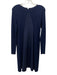 St John Size 2 Navy Blue Wool & Silk Blend Ribbed Knit Fabric Block Dress Navy Blue / 2