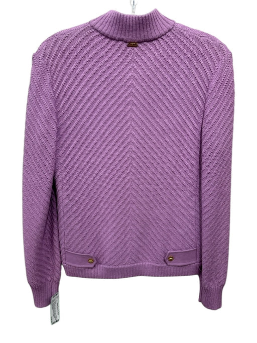 St John Sport Size P Lilac Purple Wool Blend Diagonal Rib Mock Neck Jacket Lilac Purple / P