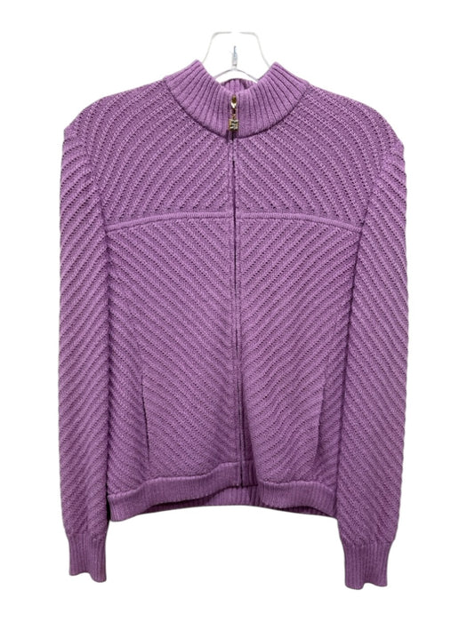 St John Sport Size P Lilac Purple Wool Blend Diagonal Rib Mock Neck Jacket Lilac Purple / P