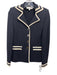 St John Collection Size 2 Black & Cream Wool Blend Knit Stripe Trim Jacket Black & Cream / 2