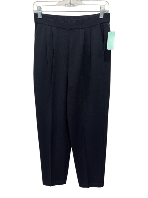 St John Basics Size 2 Black Wool Blend Knit pleat front Straight Leg Pants Black / 2
