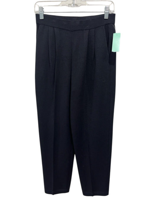 St John Basics Size 2 Black Wool Blend Knit pleat front Straight Leg Pants Black / 2
