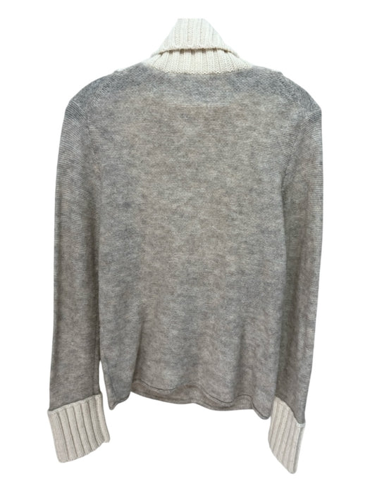 Tory Burch Size S Gray & Cream Polyamide Alpaca Turtleneck Ribbed Sweater Gray & Cream / S