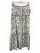 Antonio Melani Size 4 White & Blue Cotton Back Zip Abstract Floral Midi Skirt White & Blue / 4