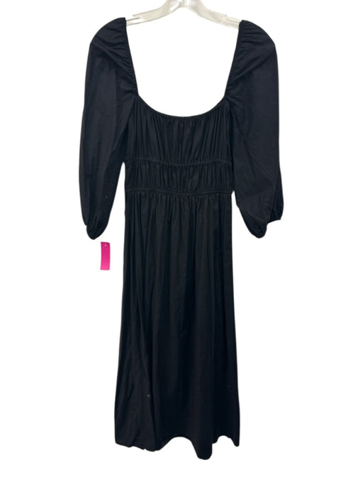 Reformation Size S Black Cotton Puff 1/2 Sleeve Square Neck Empire Waist Dress Black / S