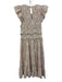 Cleobella Size S Pink, Gray, White Cotton Ruffle Cap Sleeve Abstract Print Dress Pink, Gray, White / S