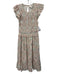 Cleobella Size S Pink, Gray, White Cotton Ruffle Cap Sleeve Abstract Print Dress Pink, Gray, White / S