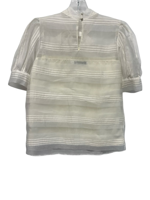 Hunter Bell Size S White Polyester & Cotton Short Puff Sleeve Sheer Overlay Top White / S