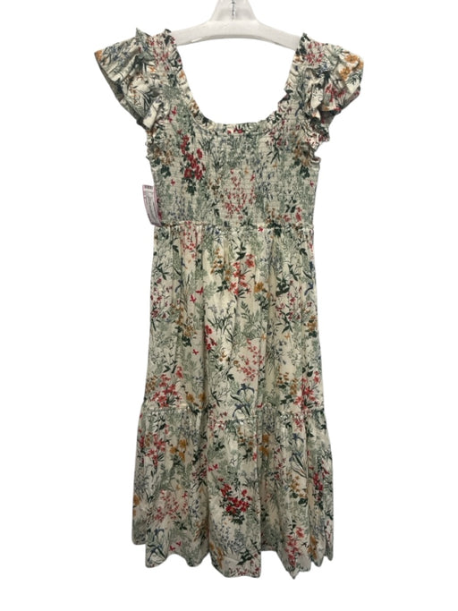 Tuckernuck Size S Green, Red, Multi Cotton Sleeveless Floral Print Midi Dress Green, Red, Multi / S