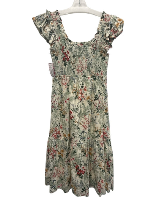 Tuckernuck Size S Green, Red, Multi Cotton Sleeveless Floral Print Midi Dress Green, Red, Multi / S