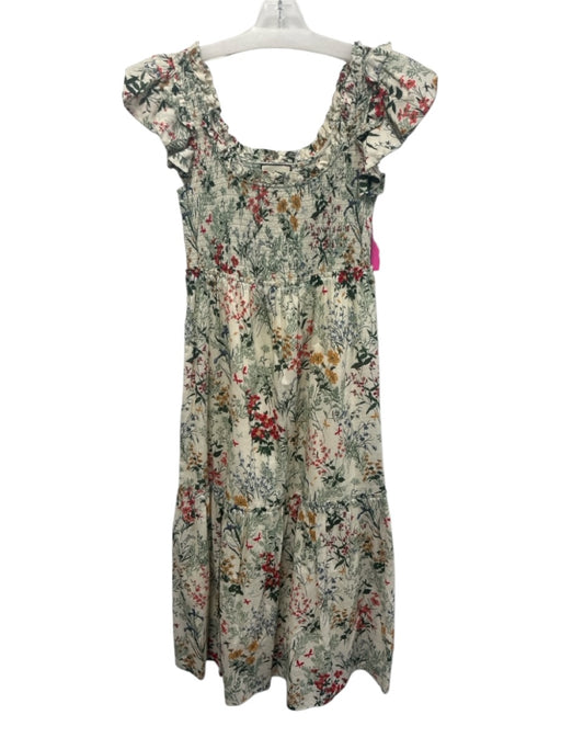 Tuckernuck Size S Green, Red, Multi Cotton Sleeveless Floral Print Midi Dress Green, Red, Multi / S