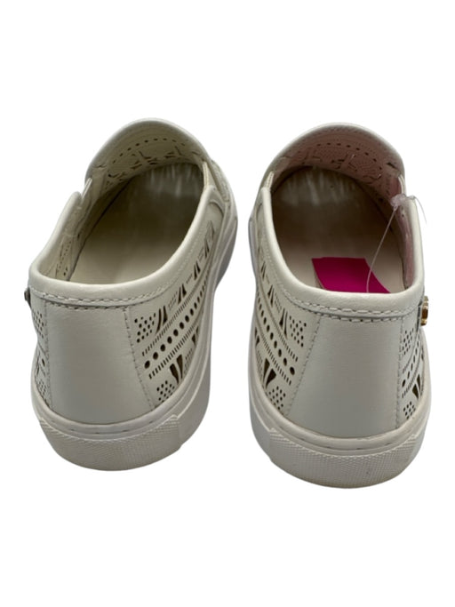 Tory Burch Shoe Size 7 White Leather Laser Cut Rubber Sole Loafer Slip On Flats White / 7