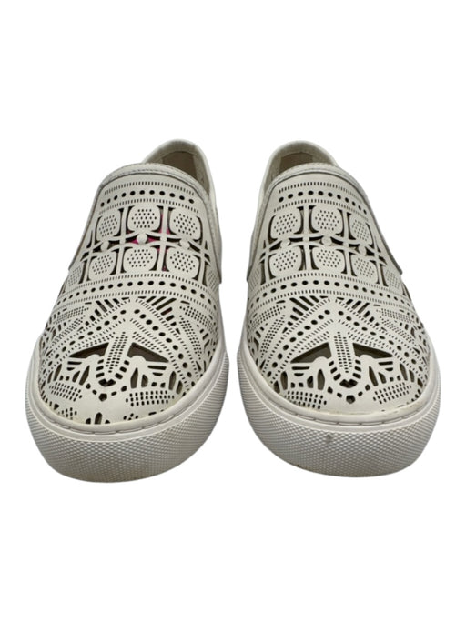 Tory Burch Shoe Size 7 White Leather Laser Cut Rubber Sole Loafer Slip On Flats White / 7