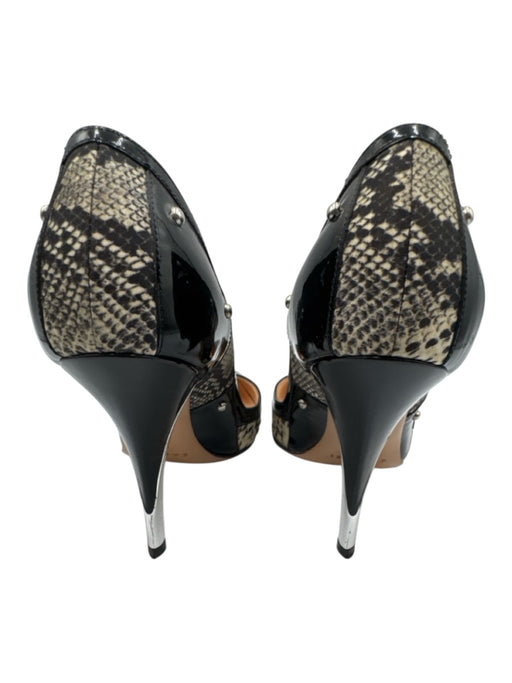 Casadei Shoe Size 37 Black & Beige Patent Leather Embossed Snake Print Pumps Black & Beige / 37