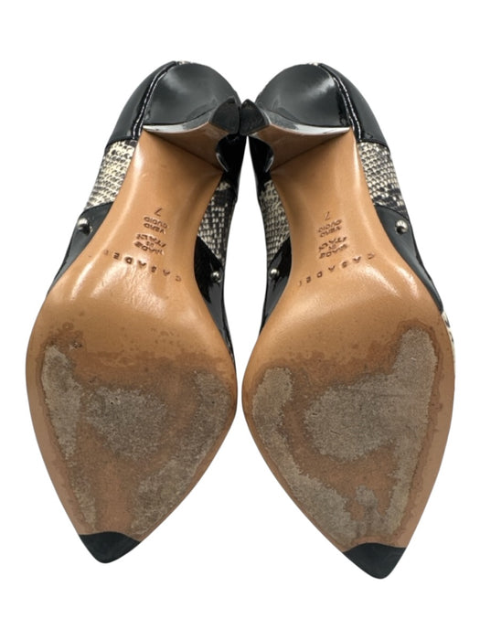Casadei Shoe Size 37 Black & Beige Patent Leather Embossed Snake Print Pumps Black & Beige / 37
