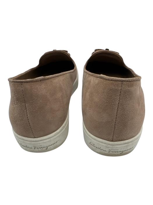 Salvatore Ferragamo Shoe Size 7 Taupe Beige & White Suede Loafer Slip On Flats Taupe Beige & White / 7