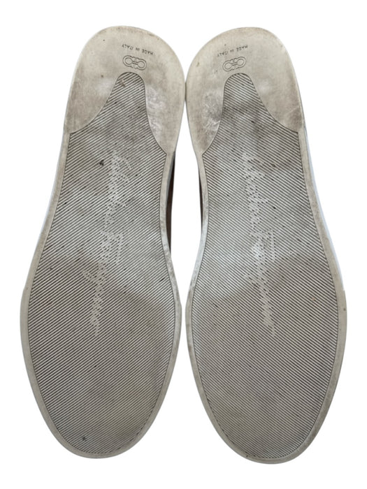 Salvatore Ferragamo Shoe Size 7 Taupe Beige & White Suede Loafer Slip On Flats Taupe Beige & White / 7