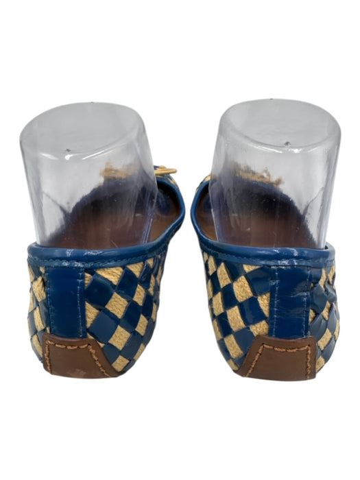 Tory Burch Shoe Size 7 Blue & Yellow Patent Leather Basket Weave Round Toe Flats Blue & Yellow / 7